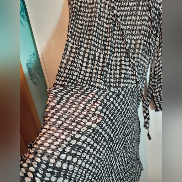 Theory Mesh Polka Dot Assimmetrical Midi Dress Sz L See Through With The Flow - Picture 3 of 16